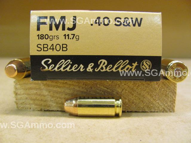 500 Round Can - 40 Cal SW 180 Grain FMJ  Sellier Bellot Brass Case Ammo Packed in M19A1 Canister - SB40B